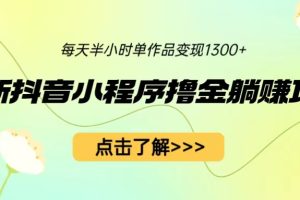 (6613期)最新抖音小程序撸金躺赚项目,一部手机每天半小时,单个作品变现1300+