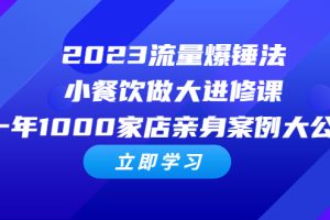 (6485期)2023流量 爆锤法,小餐饮做大进修课,一年1000家店亲身案例大公开