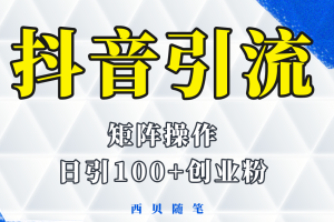 (5871期)抖音引流术,矩阵操作,一天能引100多创业粉
