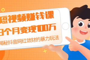 (1397期)短视频赚钱课:3个月变现100万 揭秘抖音网红敛财的暴力玩法 触碰财富的芳香