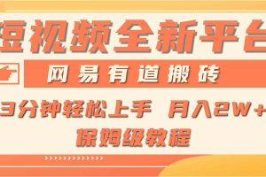 （9520期）全新短视频平台，网易有道搬砖，月入1W+，平台处于发展初期，正是入场最…