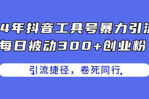 (11354期)24年抖音工具号暴力引流,每日被动300+创业粉,创业粉捷径,卷死同行