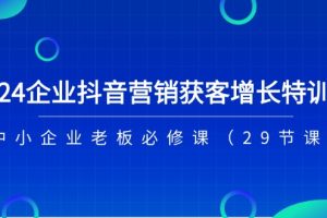 (11349期)2024企业抖音-营销获客增长特训营,中小企业老板必修课(29节课)