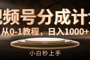 (11931期)视频号分成计划,从0-1教程,日入1000+