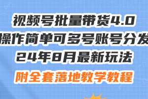 (12093期)24年8月最新玩法视频号批量带货4.0,操作简单可多号账号分发,附全套落…