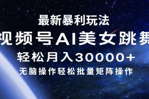 (12377期)最新暴利玩法视频号AI美女,简单矩阵轻松月入30000+