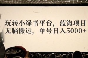 (12366期)玩转小绿书平台,蓝海项目,无脑搬运,单号日入5000+