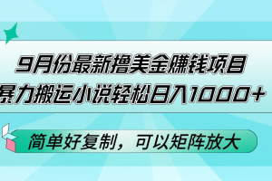 (12487期)9月份最新撸美金赚钱项目,暴力搬运小说轻松日入1000+,简单好复制可以…
