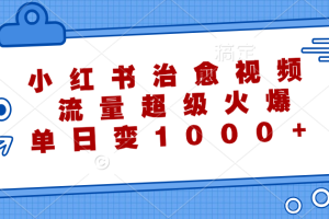 (12707期)小红书治愈视频,流量超级火爆,单日变现1000+