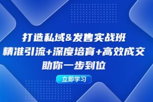 (12642期)打造私域&发售实操班:精准引流+深度培育+高效成交,助你一步到位