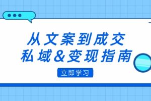 (12641期)从文案到成交,私域&变现指南:朋友圈策略+文案撰写+粉丝运营实操