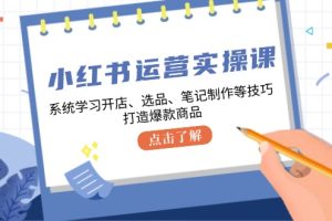 (12884期)小红书运营实操课,系统学习开店、选品、笔记制作等技巧,打造爆款商品