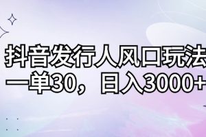 (12874期)抖音发行人风口玩法,一单30,日入3000+