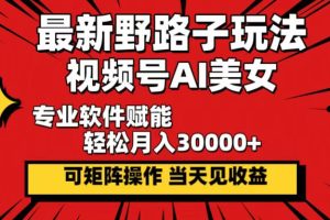 (12798期)最新野路子玩法,视频号AI美女,当天见收益,轻松月入30000+
