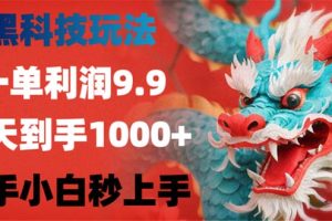 (12793期)黑科技玩法,一单利润9.9,一天到手1000+,新手小白秒上手
