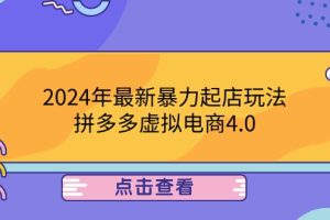 (12762期)2024年最新暴力起店玩法,拼多多虚拟电商4.0,24小时实现成交,单人可以..