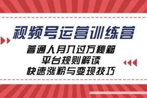 (12722期)视频号运营训练营:普通人月入过万秘籍,平台规则解读,快速涨粉与变现…