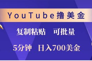 (12994期)YouTube复制粘贴撸美金,5分钟就熟练,1天收入700美金!!收入无上限,…