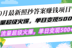 (12991期)10月最新照抄答案赚钱项目,流量超级火爆,单日变现500+简单照抄 有手就行