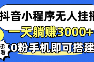 (12988期)抖音小程序无人直播,一天躺赚3000+,0粉手机可搭建,不违规不限流,小…