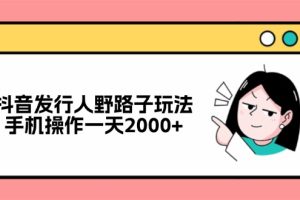 (12929期)抖音发行人野路子玩法,手机操作一天2000+