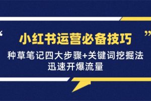 (12926期)小红书运营必备技巧,种草笔记四大步骤+关键词挖掘法:迅速开爆流量