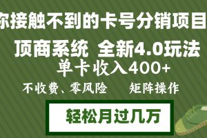 (12917期)年底卡号分销顶商系统4.0玩法,单卡收入400+,0门槛,无脑操作,矩阵操…