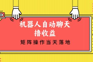 (12908期)机器人自动聊天撸收益,单机日入500+矩阵操作当天落地